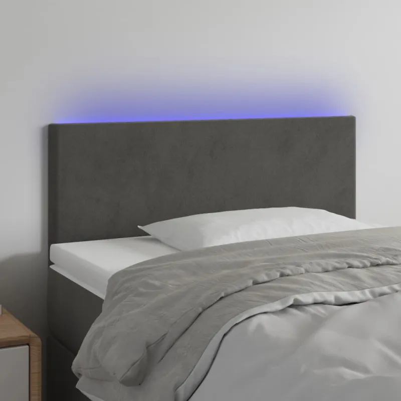 Galvūgalis su LED, tamsiai pilkas, 80x5x78/88cm, aksomas