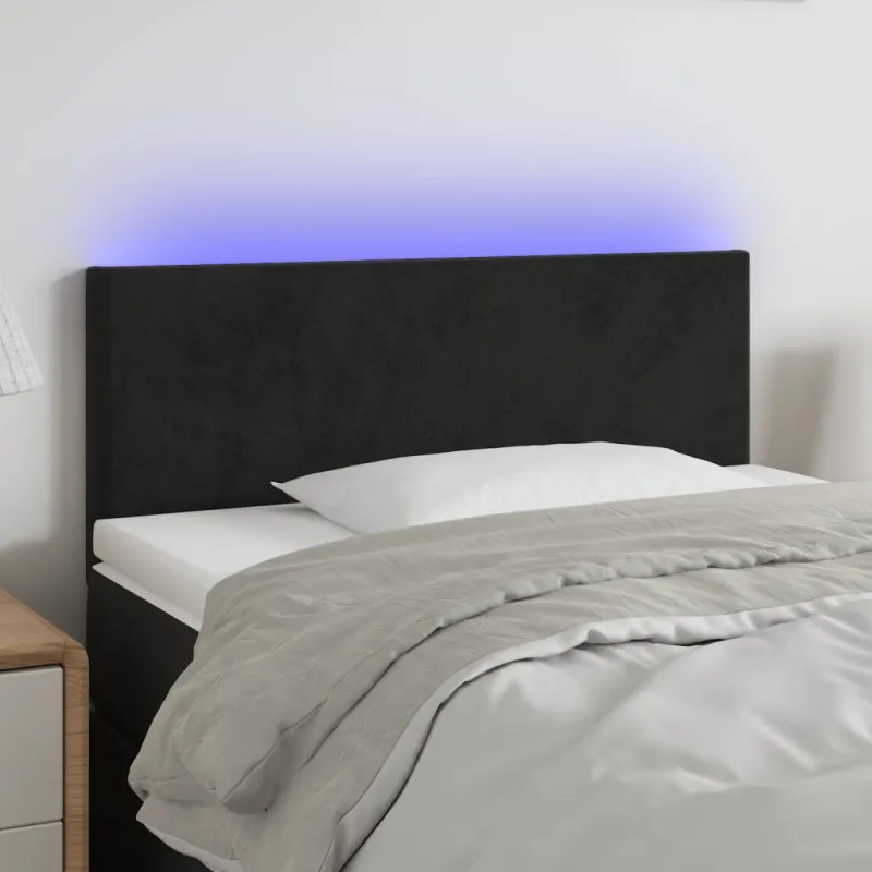 Galvūgalis su LED, juodos spalvos, 80x5x78/88cm, aksomas