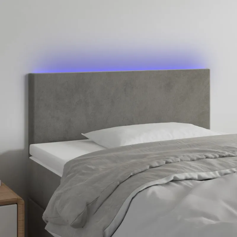 Galvūgalis su LED, šviesiai pilkas, 90x5x78/88cm, aksomas
