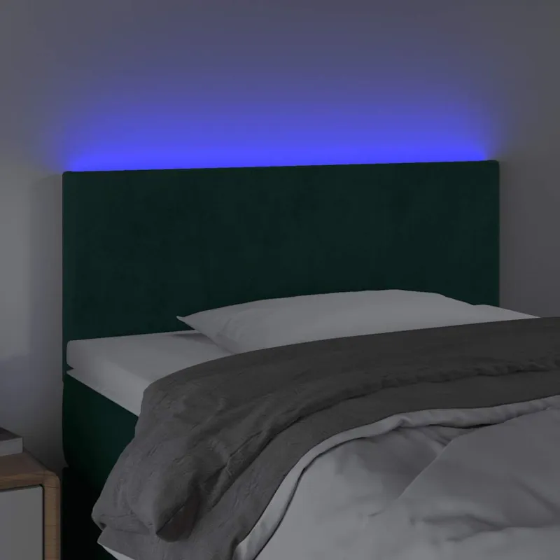Galvūgalis su LED, tamsiai žalias, 90x5x78/88cm,aksomas