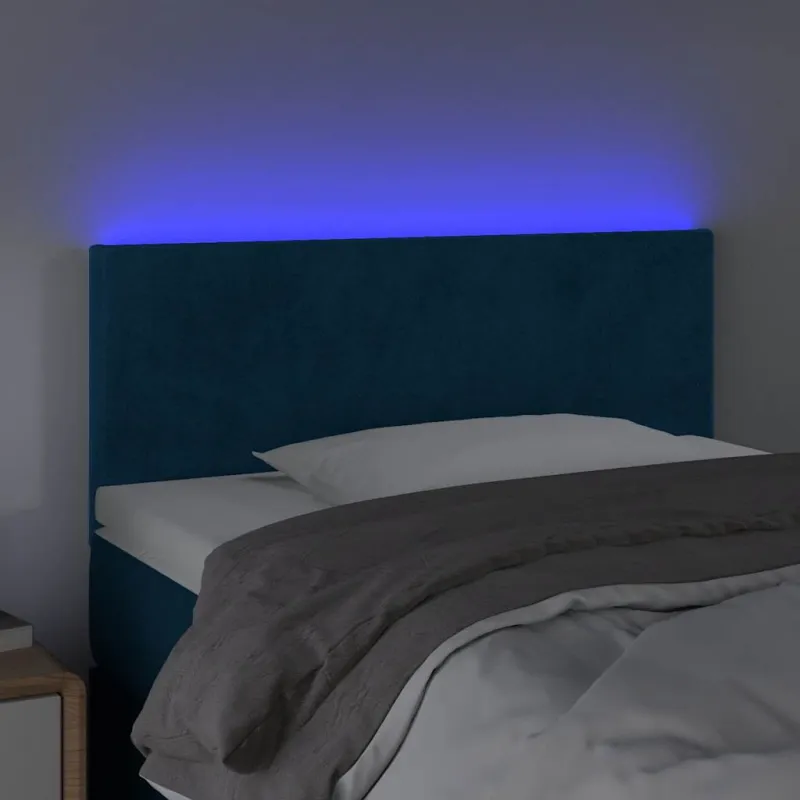 Galvūgalis su LED, tamsiai mėlynas, 90x5x78/88cm,aksomas