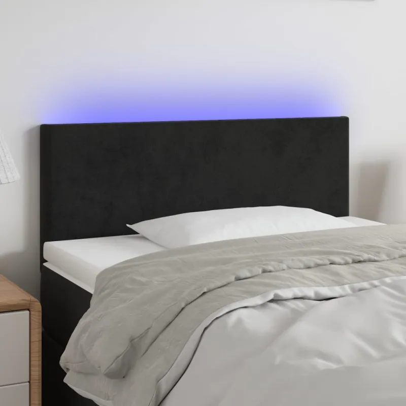 Galvūgalis su LED, juodos spalvos, 100x5x78/88cm, aksomas