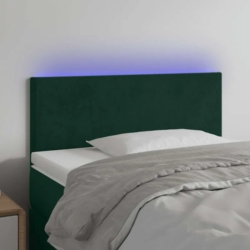 Galvūgalis su LED, tamsiai žalias, 100x5x78/88cm, aksomas