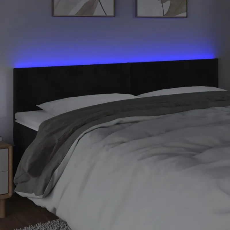 Galvūgalis su LED, juodos spalvos, 160x5x78/88cm, aksomas