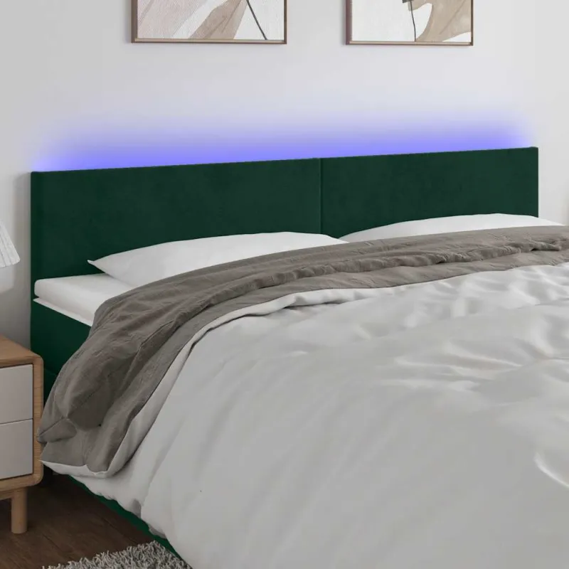 Galvūgalis su LED, tamsiai žalias, 160x5x78/88cm, aksomas