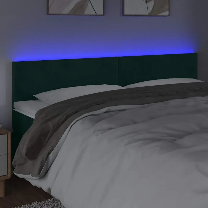 Galvūgalis su LED, tamsiai žalias, 160x5x78/88cm, aksomas
