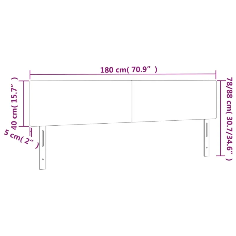 Galvūgalis su LED, juodos spalvos, 180x5x78/88cm, aksomas