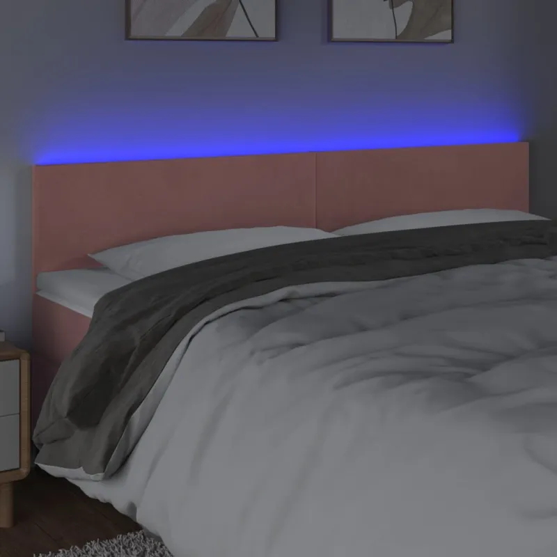 Galvūgalis su LED, rožinės spalvos, 180x5x78/88cm, aksomas