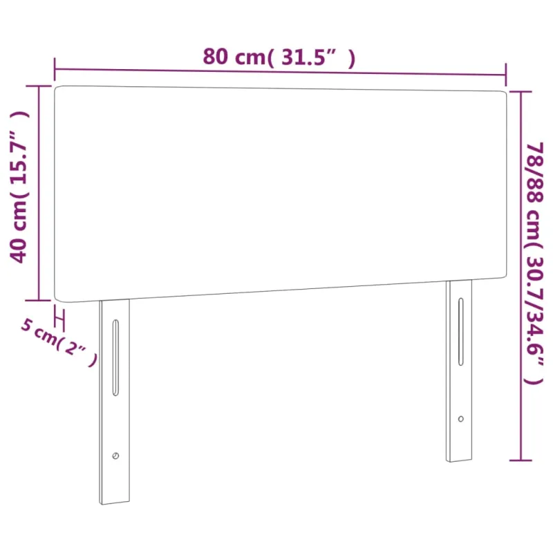Galvūgalis su LED, juodos spalvos, 80x5x78/88cm, dirbtinė oda