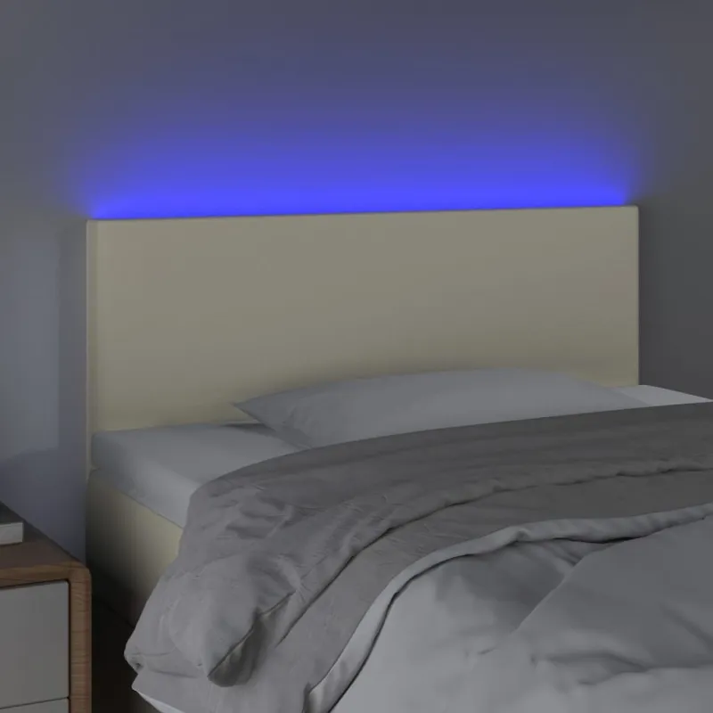 Galvūgalis su LED, kreminės spalvos, 80x5x78/88cm, dirbtinė oda