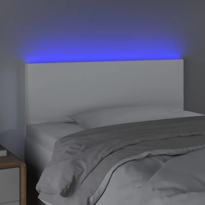 Galvūgalis su LED, baltos spalvos, 90x5x78/88cm, dirbtinė oda