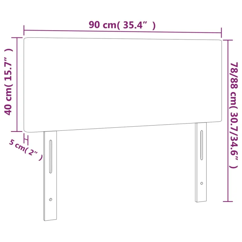 Galvūgalis su LED, baltos spalvos, 90x5x78/88cm, dirbtinė oda