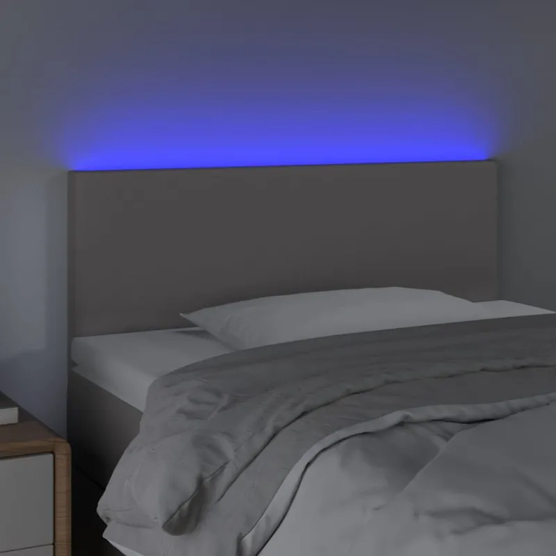 Galvūgalis su LED, pilkos spalvos,100x5x78/88cm, dirbtinė oda