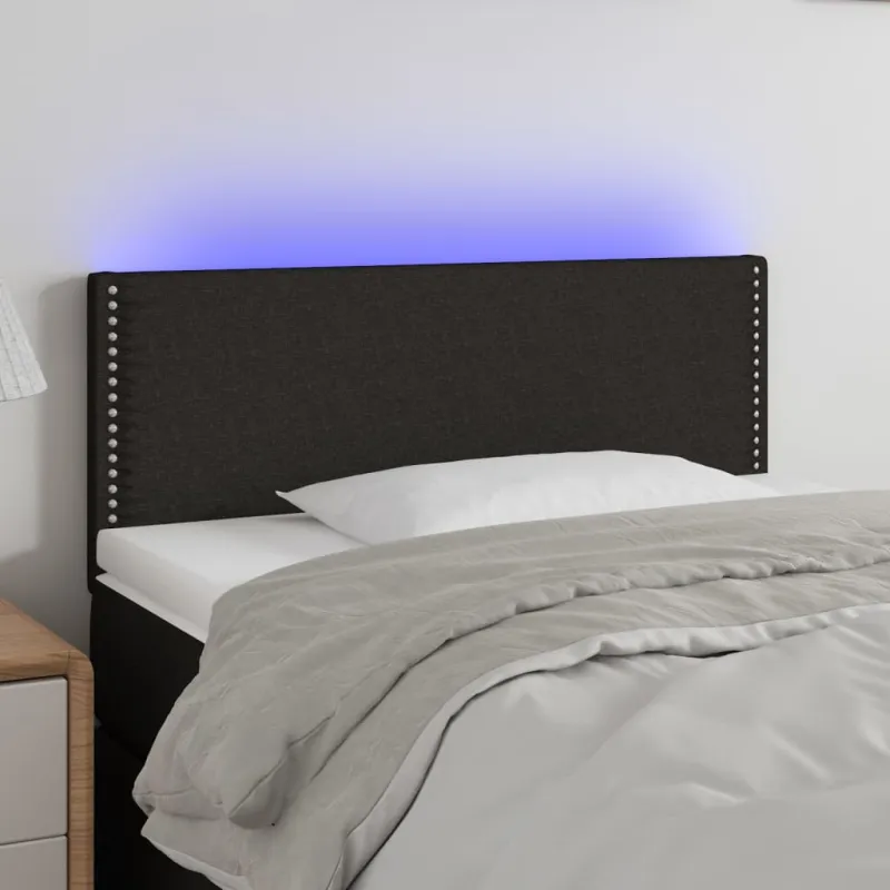 Galvūgalis su LED, juodos spalvos, 90x5x78/88cm, audinys