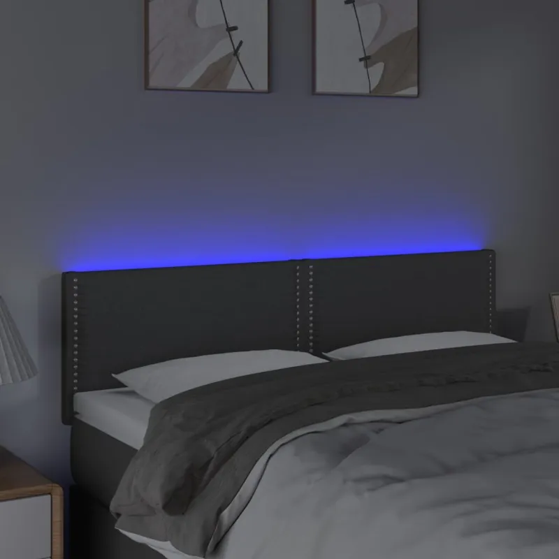 Galvūgalis su LED, tamsiai pilkas, 144x5x78/88cm, audinys