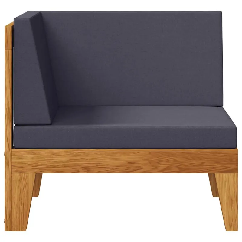 Modulinė kampinė sofa su tamsiai pilkomis pagalvėlėmis, akacija