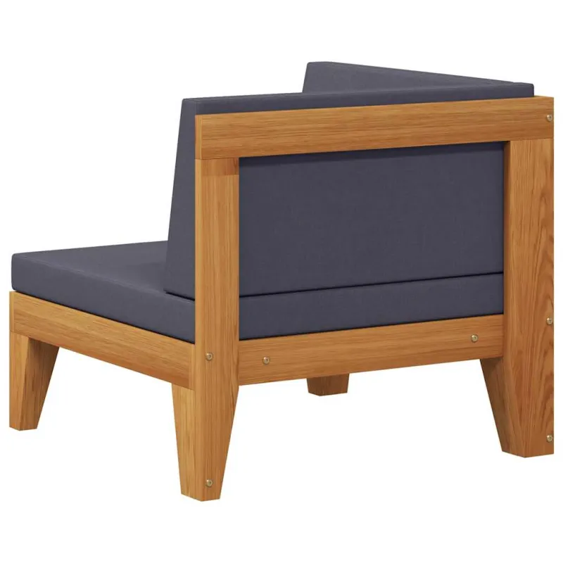 Modulinė kampinė sofa su tamsiai pilkomis pagalvėlėmis, akacija