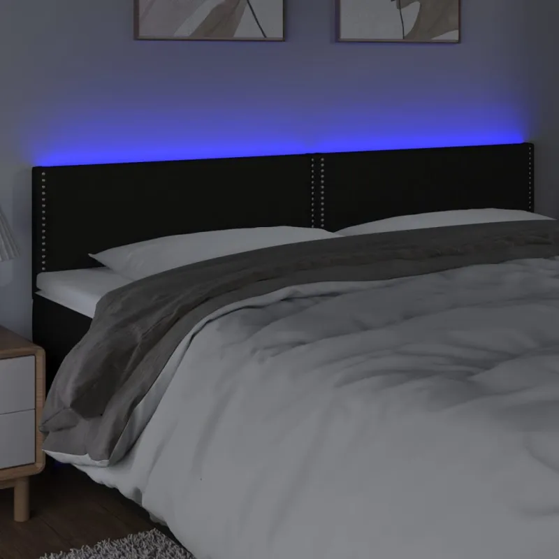 Galvūgalis su LED, juodos spalvos, 200x5x78/88cm, audinys