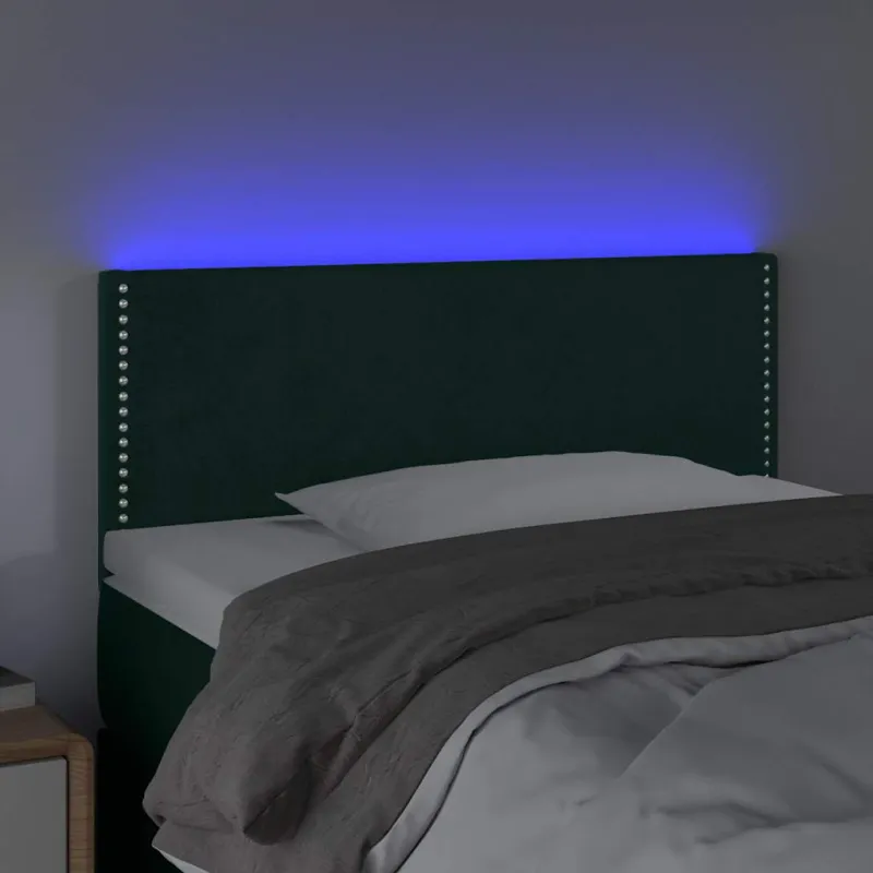 Galvūgalis su LED, tamsiai žalias, 80x5x78/88cm, aksomas