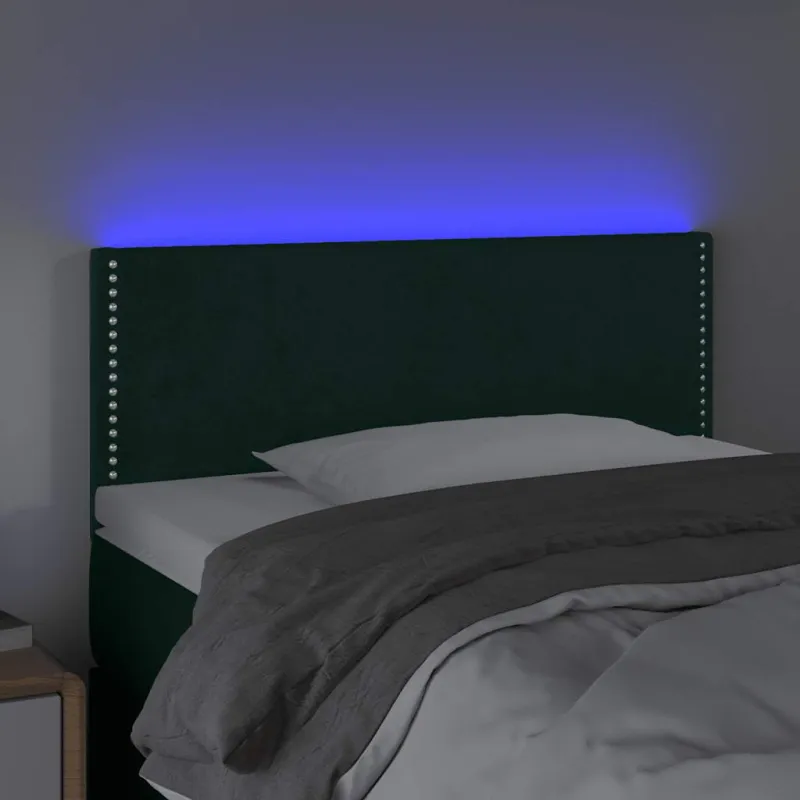 Galvūgalis su LED, tamsiai žalias, 100x5x78/88cm, aksomas