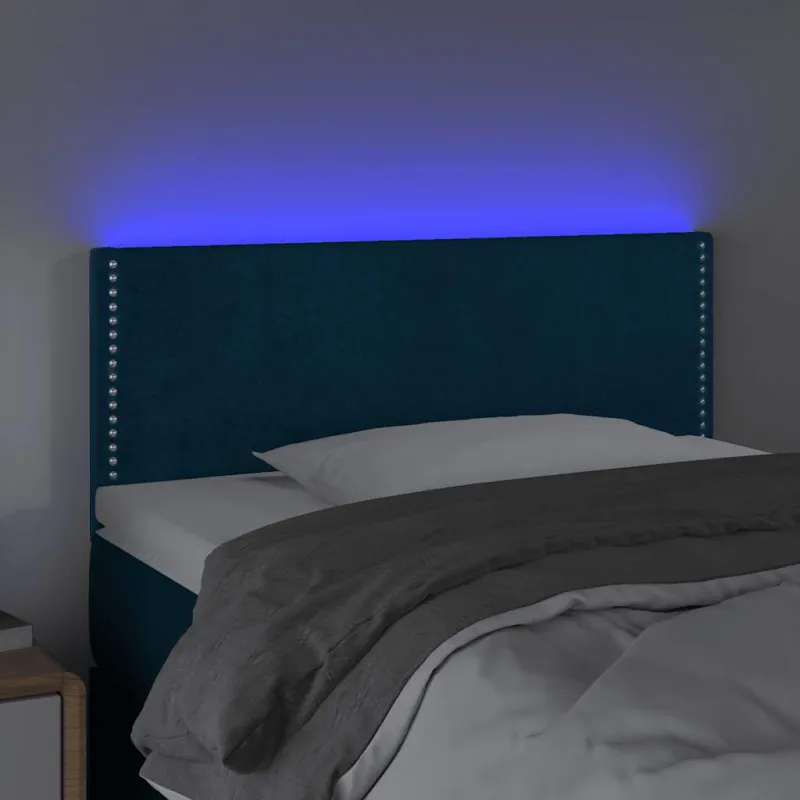 Galvūgalis su LED, tamsiai mėlynas, 100x5x78/88cm, aksomas