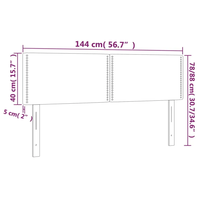 Galvūgalis su LED, juodos spalvos, 144x5x78/88cm, aksomas