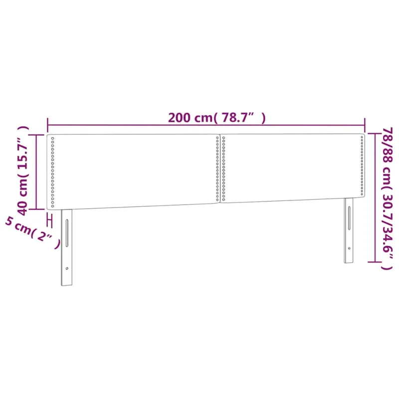 Galvūgalis su LED, tamsiai mėlynas, 200x5x78/88cm, aksomas