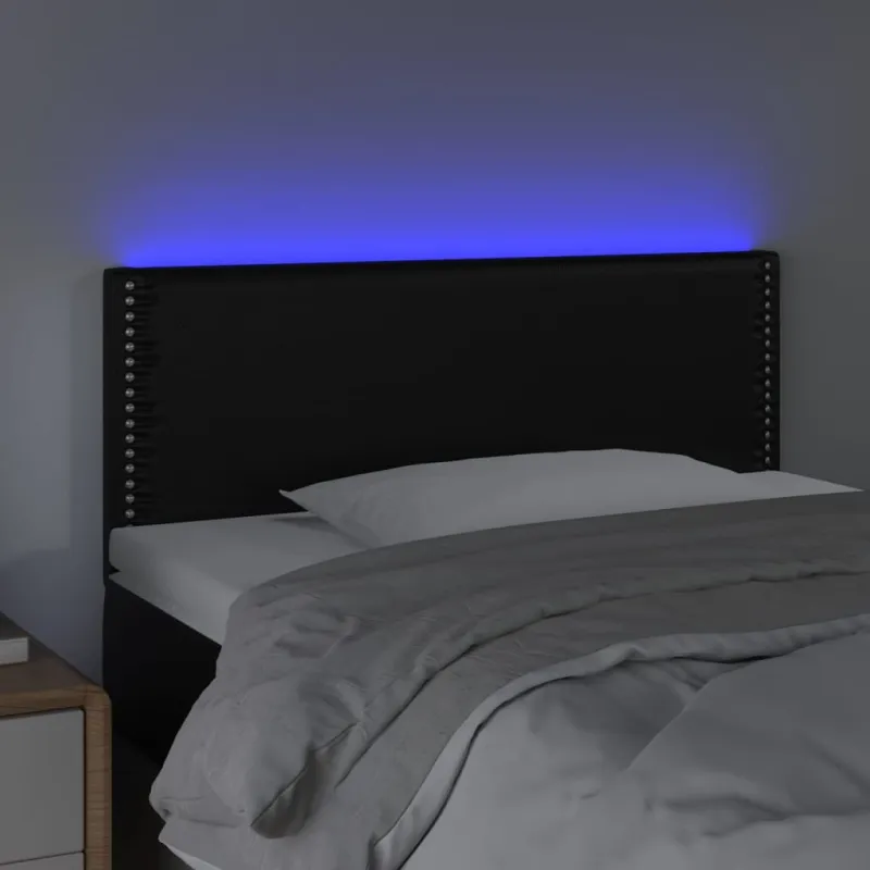 Galvūgalis su LED, juodos spalvos, 90x5x78/88cm, dirbtinė oda
