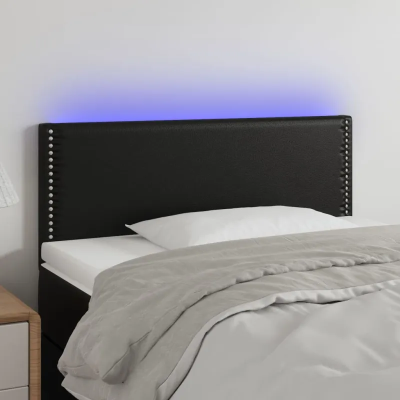 Galvūgalis su LED, juodos spalvos, 100x5x78/88cm, dirbtinė oda