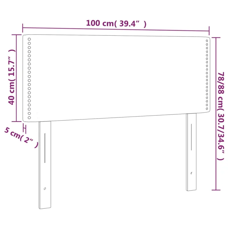 Galvūgalis su LED, juodos spalvos, 100x5x78/88cm, dirbtinė oda