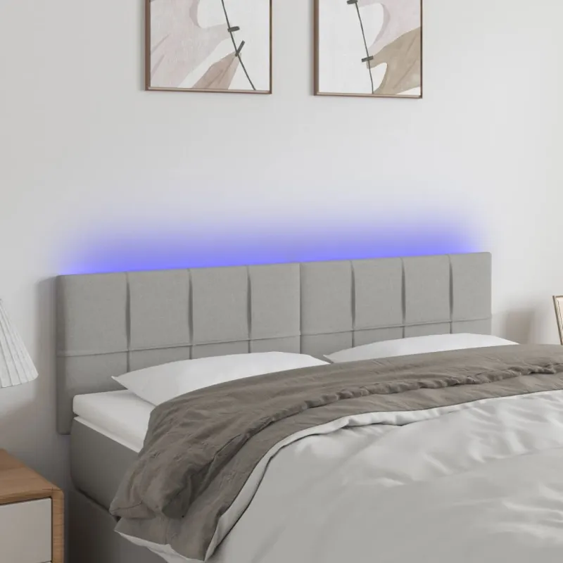 Galvūgalis su LED, šviesiai pilkas, 144x5x78/88cm, audinys