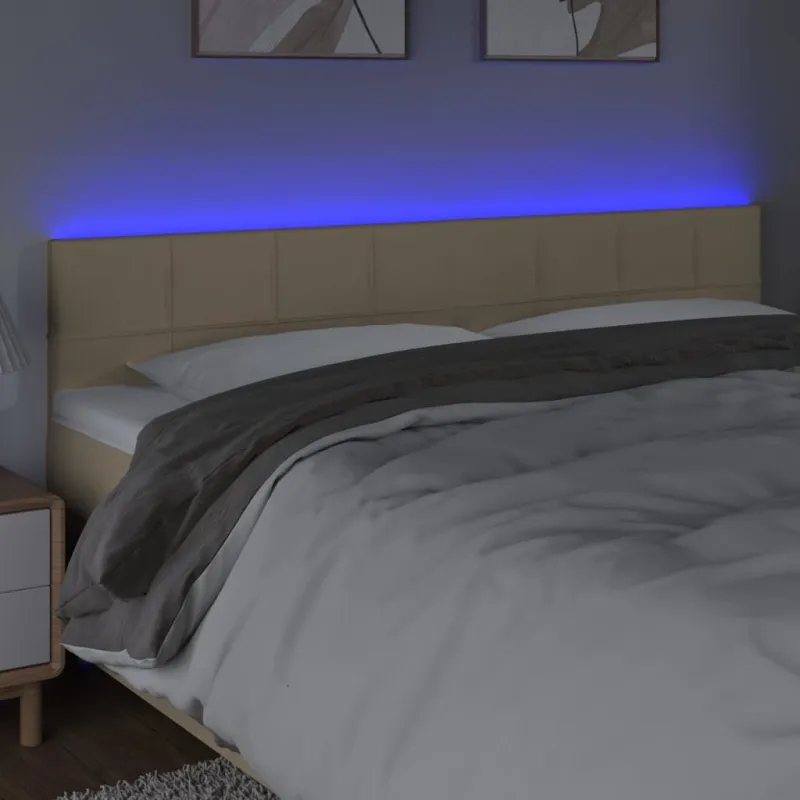 Galvūgalis su LED, kreminės spalvos, 160x5x78/88cm, audinys