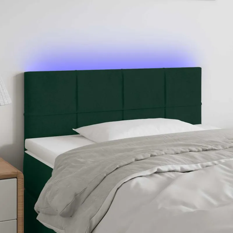 Galvūgalis su LED, tamsiai žalias, 80x5x78/88cm, aksomas