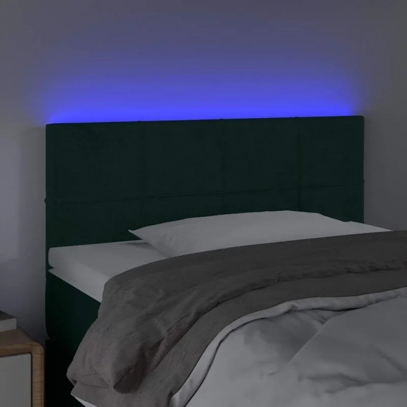 Galvūgalis su LED, tamsiai žalias, 80x5x78/88cm, aksomas
