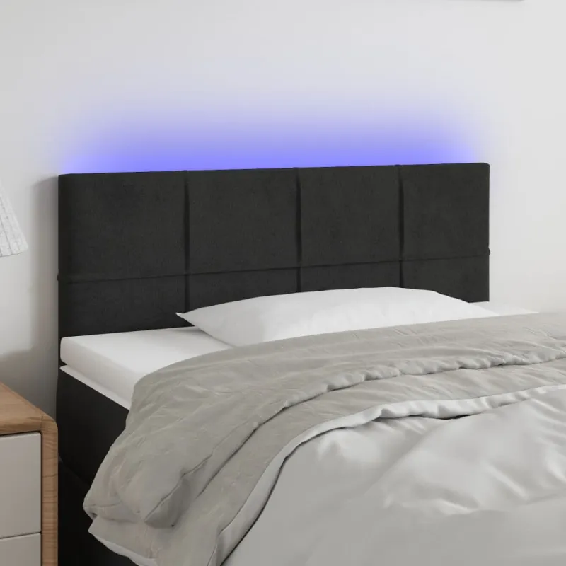 Galvūgalis su LED, juodos spalvos, 90x5x78/88cm, aksomas