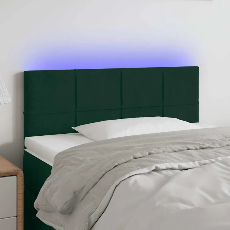 Galvūgalis su LED, tamsiai žalias, 90x5x78/88cm,aksomas