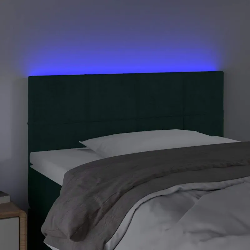 Galvūgalis su LED, tamsiai žalias, 90x5x78/88cm,aksomas