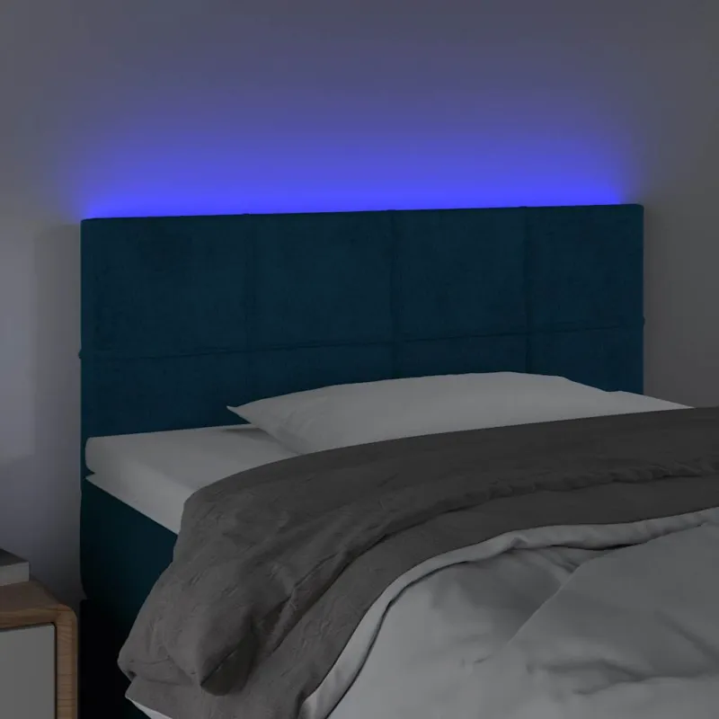 Galvūgalis su LED, tamsiai mėlynas, 90x5x78/88cm,aksomas