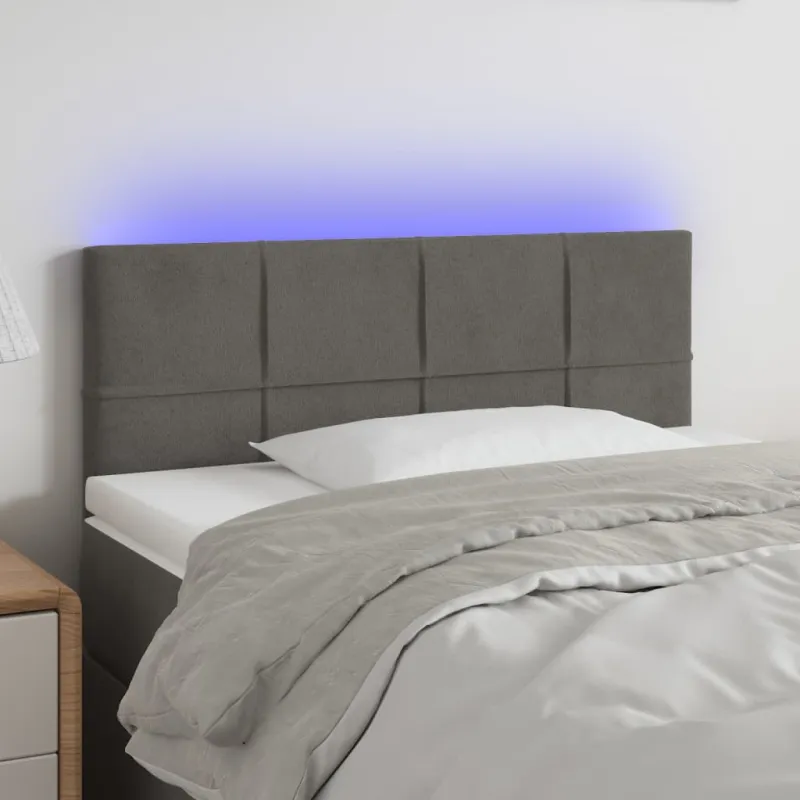Galvūgalis su LED, tamsiai pilkas, 100x5x78/88cm, aksomas