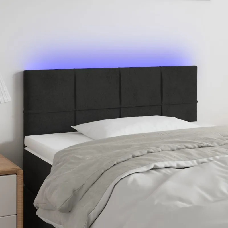 Galvūgalis su LED, juodos spalvos, 100x5x78/88cm, aksomas