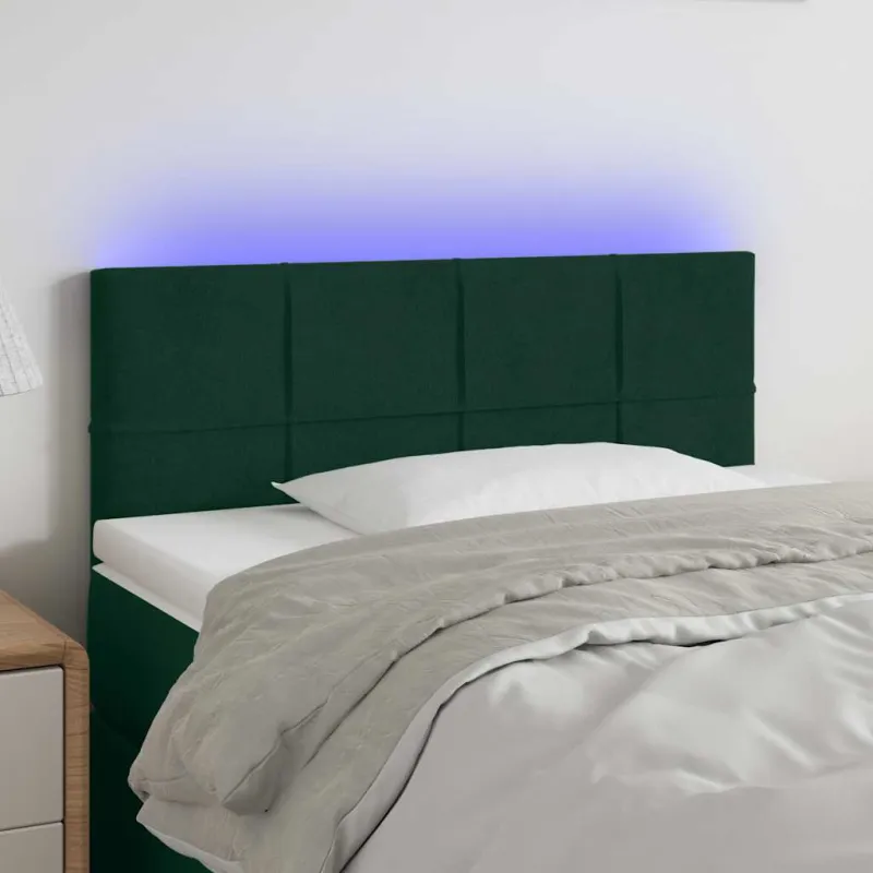 Galvūgalis su LED, tamsiai žalias, 100x5x78/88cm, aksomas