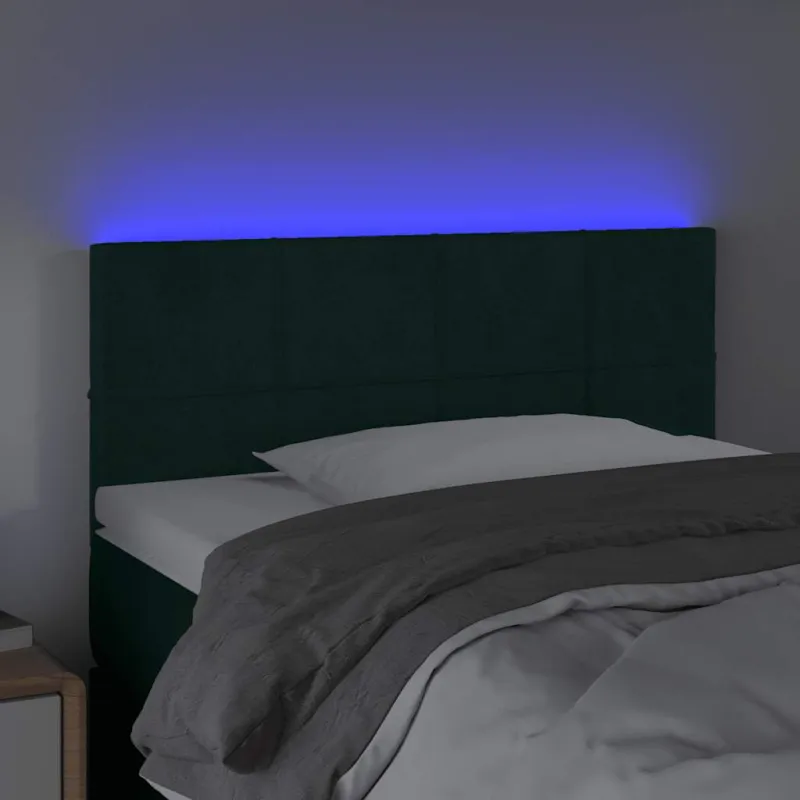 Galvūgalis su LED, tamsiai žalias, 100x5x78/88cm, aksomas