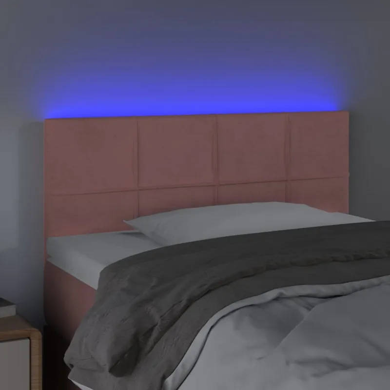Galvūgalis su LED, rožinės spalvos, 100x5x78/88 cm, aksomas