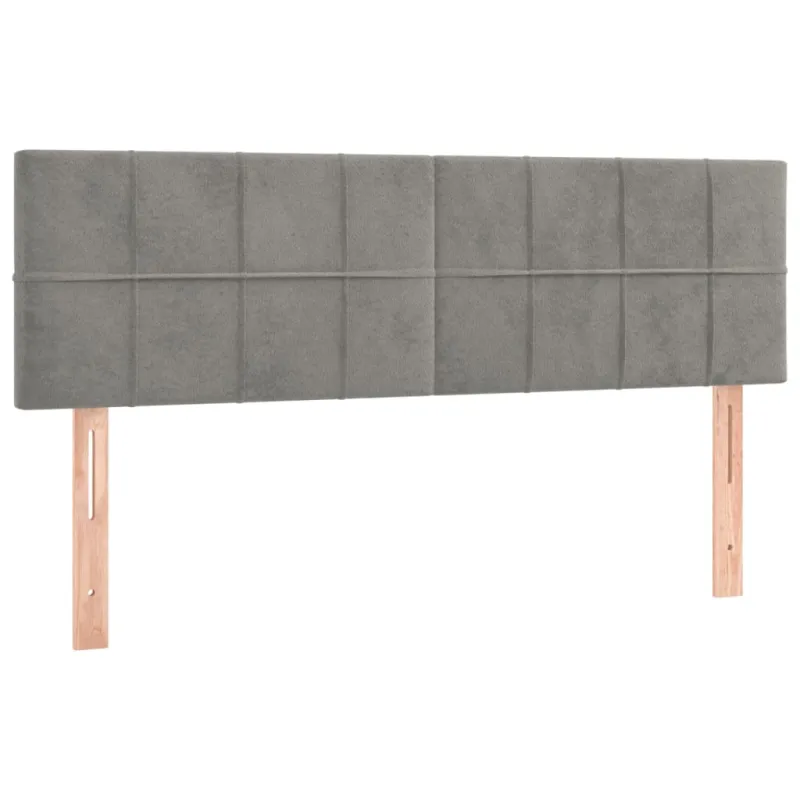 Galvūgalis su LED, šviesiai pilkas, 144x5x78/88cm, aksomas