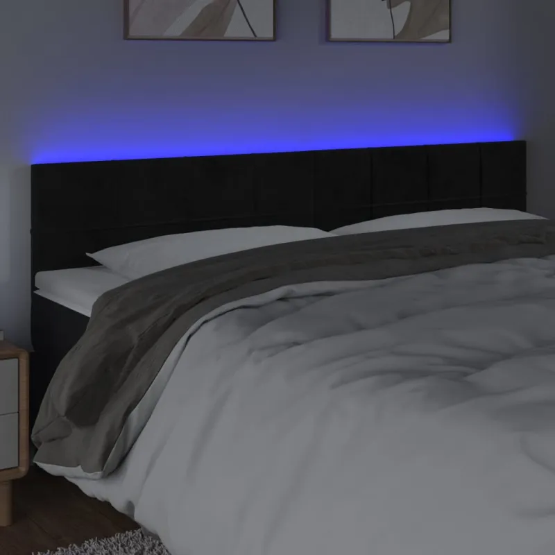 Galvūgalis su LED, juodos spalvos, 160x5x78/88cm, aksomas