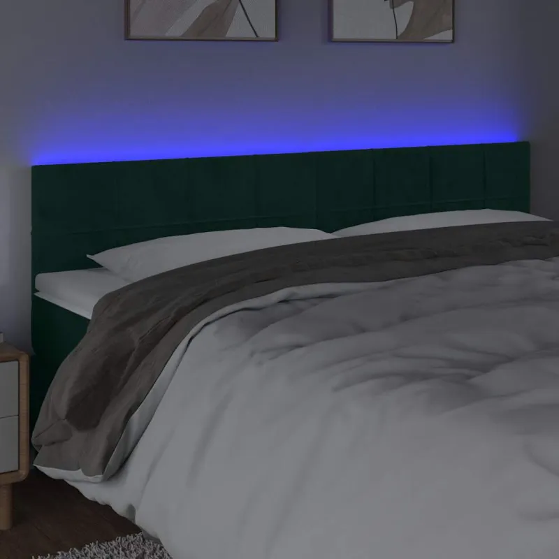 Galvūgalis su LED, tamsiai žalias, 160x5x78/88cm, aksomas
