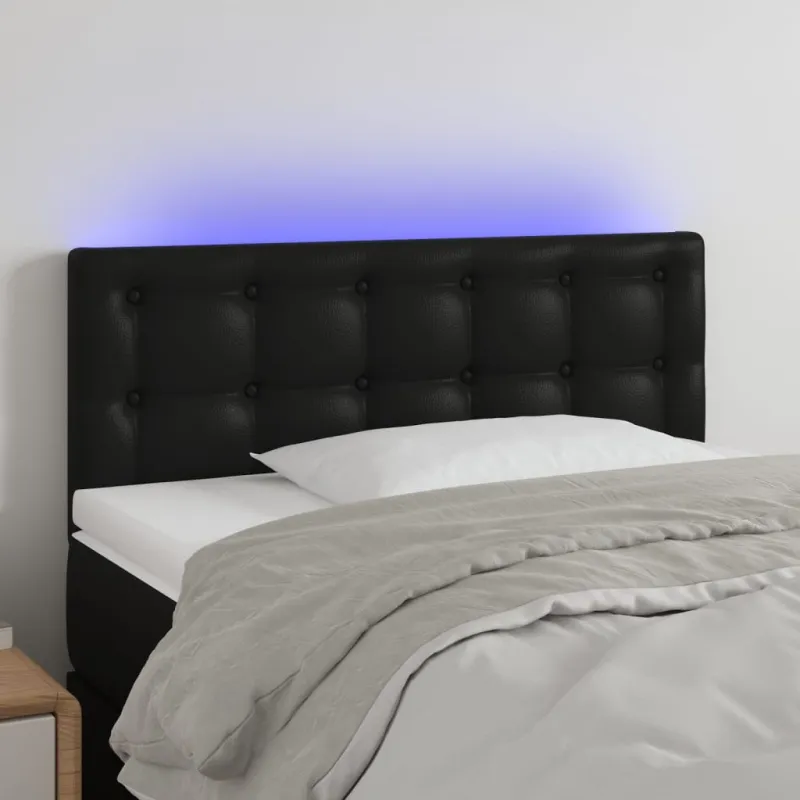 Galvūgalis su LED, juodos spalvos, 90x5x78/88cm, dirbtinė oda