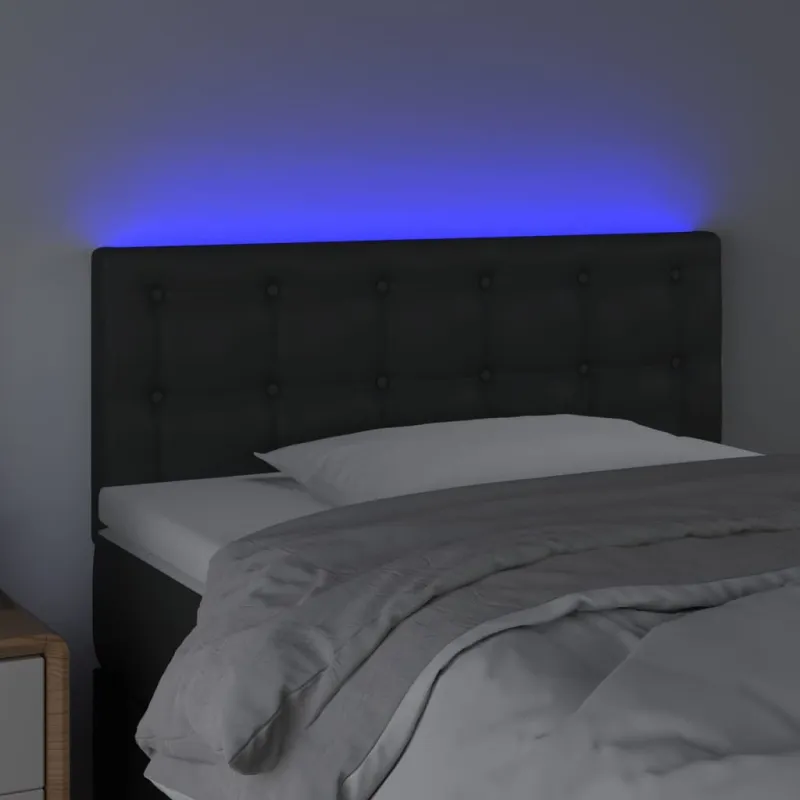 Galvūgalis su LED, juodos spalvos, 90x5x78/88cm, dirbtinė oda