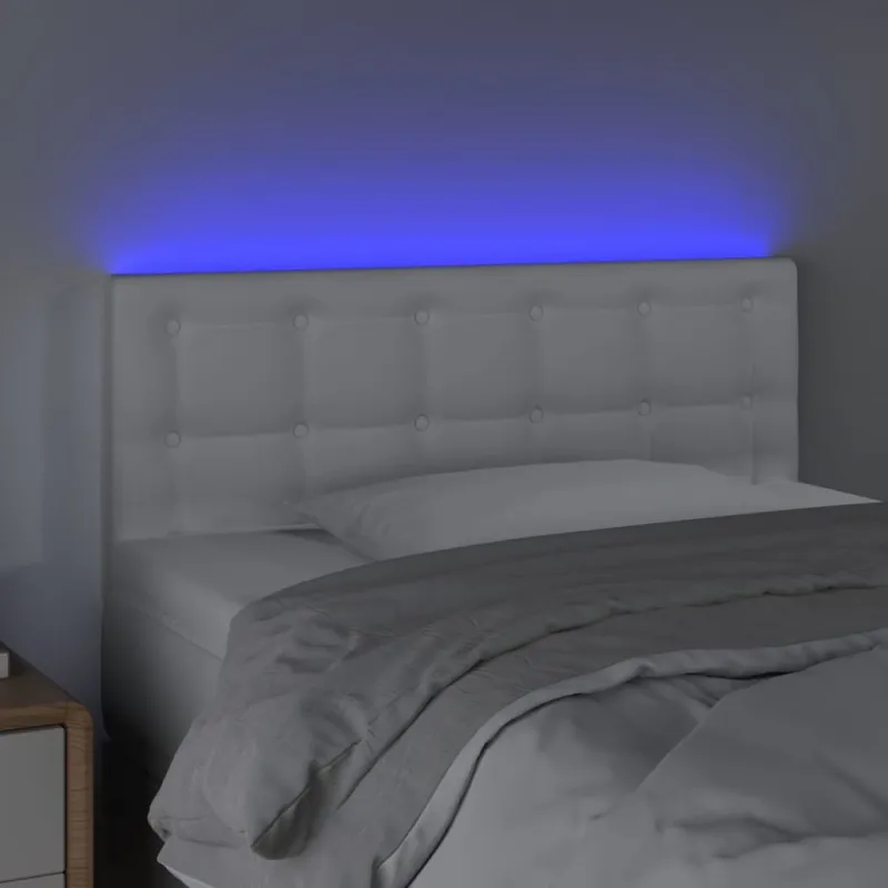 Galvūgalis su LED, baltos spalvos, 90x5x78/88cm, dirbtinė oda