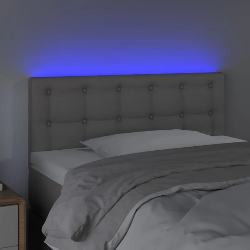 Galvūgalis su LED, pilkos spalvos, 90x5x78/88cm, dirbtinė oda
